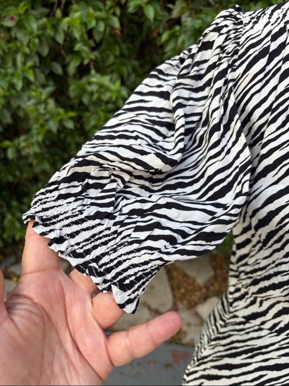 Faithfull The Brand Zebra Print Black & White Midi Dress Size 4 - Picture 3 of 12